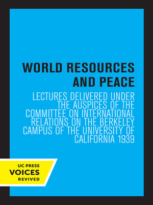 cover image of World Resources and Peace
